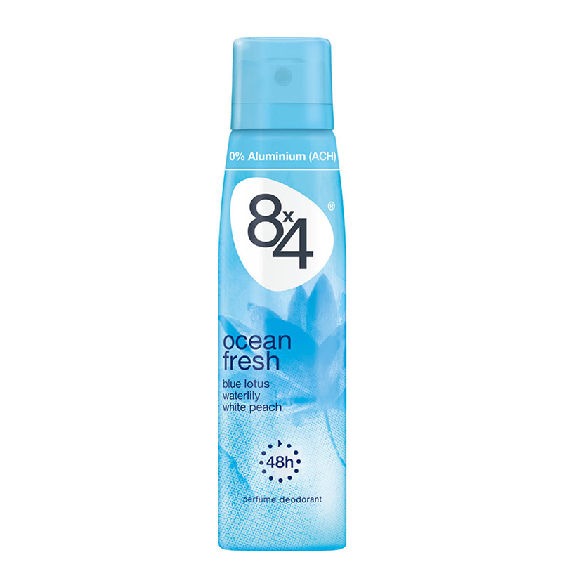 8x4-Ocean-Fresh-Women-Deodorant-48h-150ml.jpg اسپری فرش اوشن زنانه 4*8 - تصویر 1