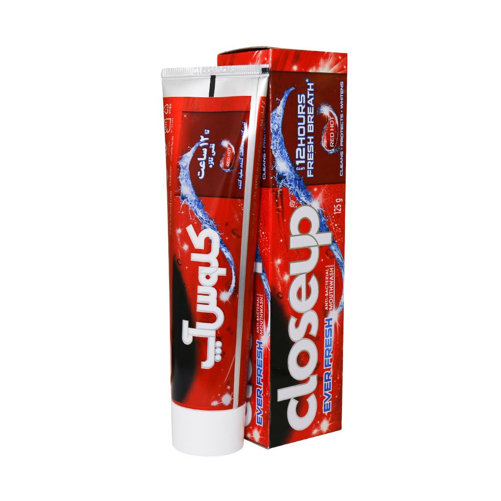 Closeup-cooling-Red-Hot-toothpaste-125.jpg خمیر دندان ژله ای طراوت بخش خنک کننده اور فرش کلوس آپ - Image 1