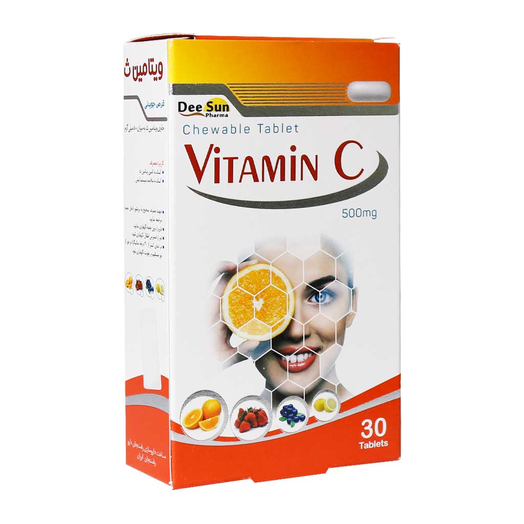 Dee-Sun-pharma-Vitamin-C-500-mg-30-Tablet.jpg قرص جویدنی ویتامین C دی سان فارما - Image 1