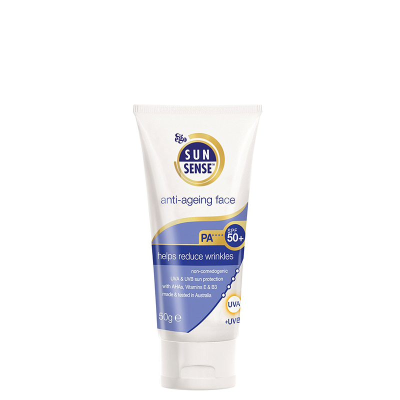 Sunsense-Sunscreen-Anti-Ageing-Face-Cream-SPF50-50g.jpg کرم ضد آفتاب و ضدچروک سان سنس SPF50 ایگو کیووی - Image 1