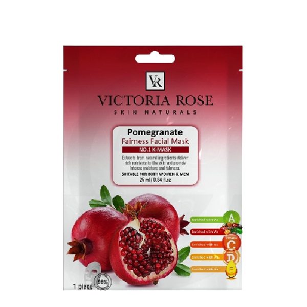 VICTORIA-ROSE-POMEGRANATE-FACE-SHEET-MASK.jpg ماسک ورقه ای صورت انار ویکتوریا رز - Image 1
