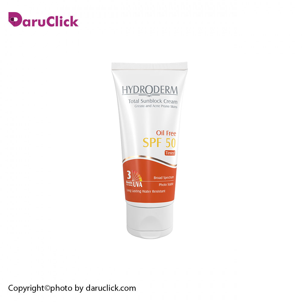 -SPF50-فاقد-چربی-هیدرودرم-رنگی.jpg کرم ضد آفتاب SPF50 رنگی فاقد چربی هیدرودرم - Image 1