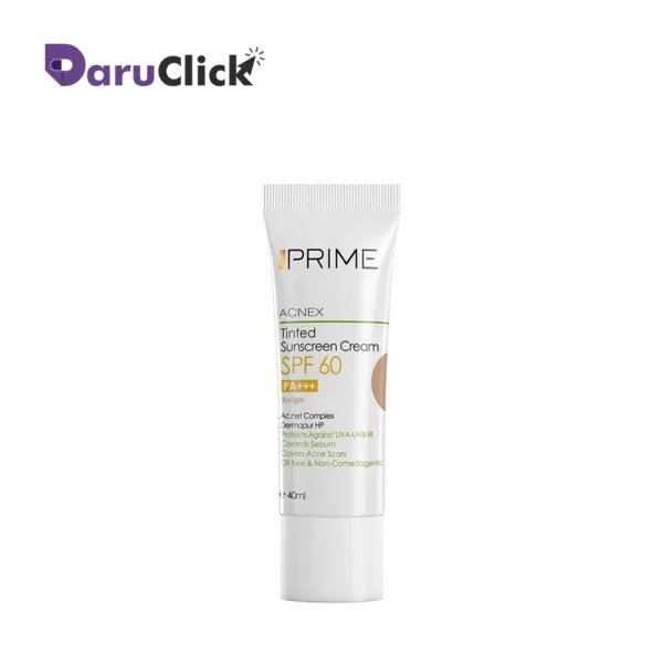 کرم ضد آفتاب رنگی SPF60(بژ طبیعی) پرایم
